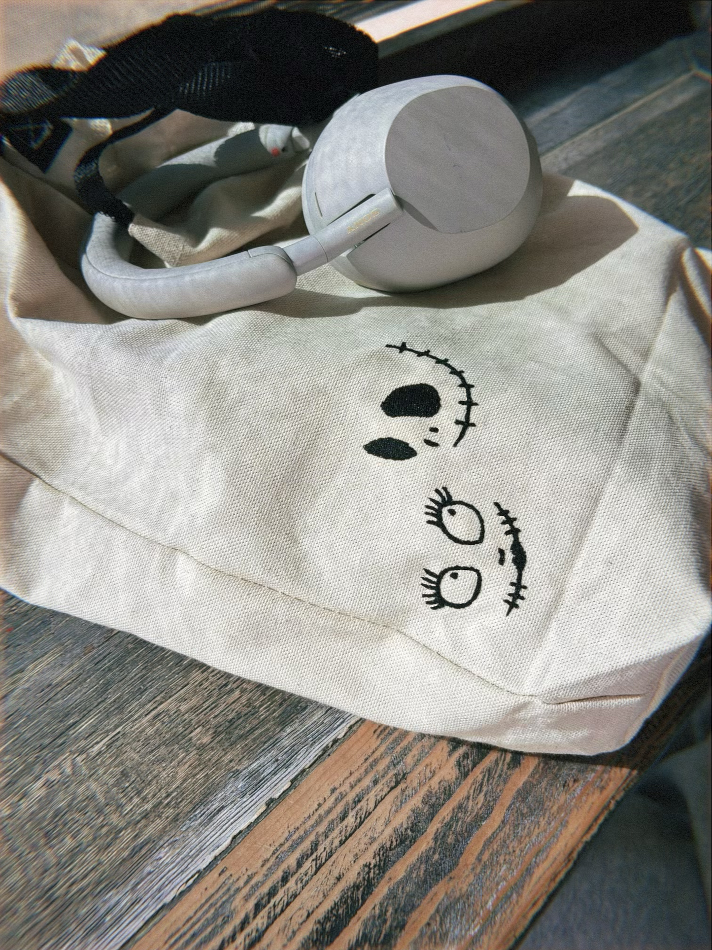 Jack & Sally Embroidered Canvas Tote Bag