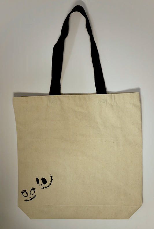 Jack & Sally Embroidered Canvas Tote Bag
